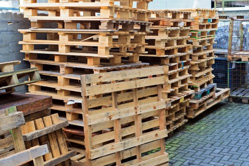 Segregated waste containers at a commercial site